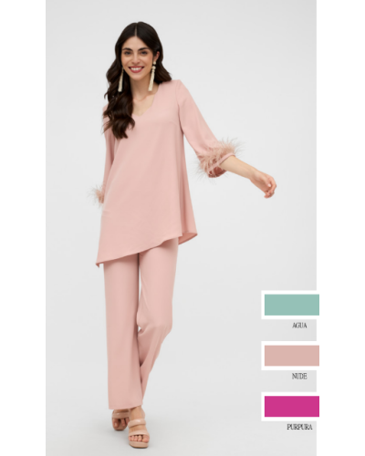 CONJUNTO PANTALON BLUSON M/F PLUMAS