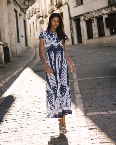 VESTIDO LARGO CAMISERO PTO ESTAMPADO