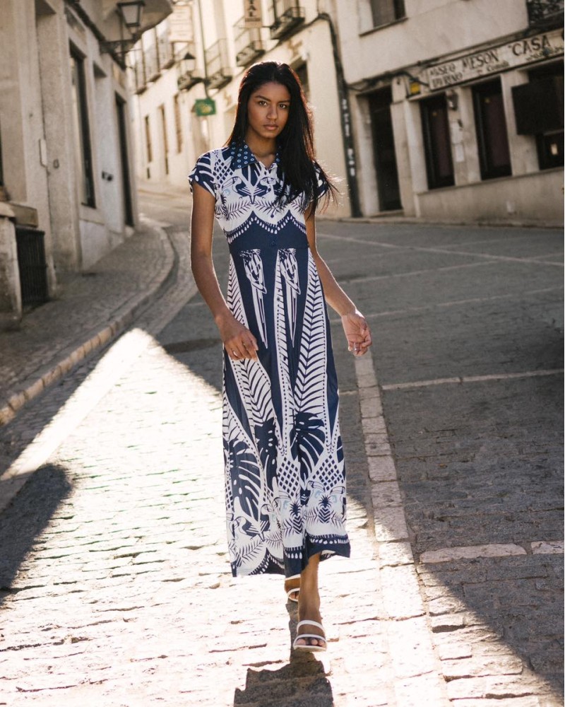 VESTIDO LARGO CAMISERO PTO ESTAMPADO