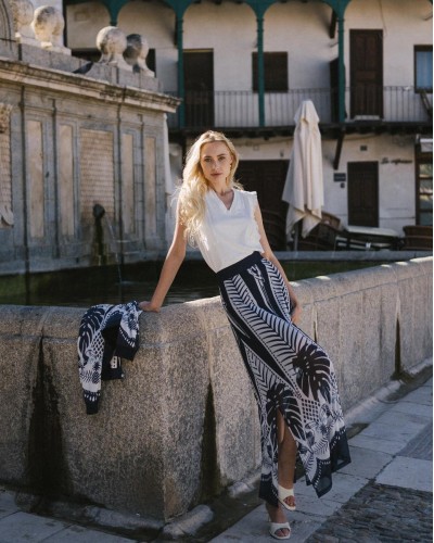 FALDA LARGA TUL ESTAMP ETNICO GOMA CINT